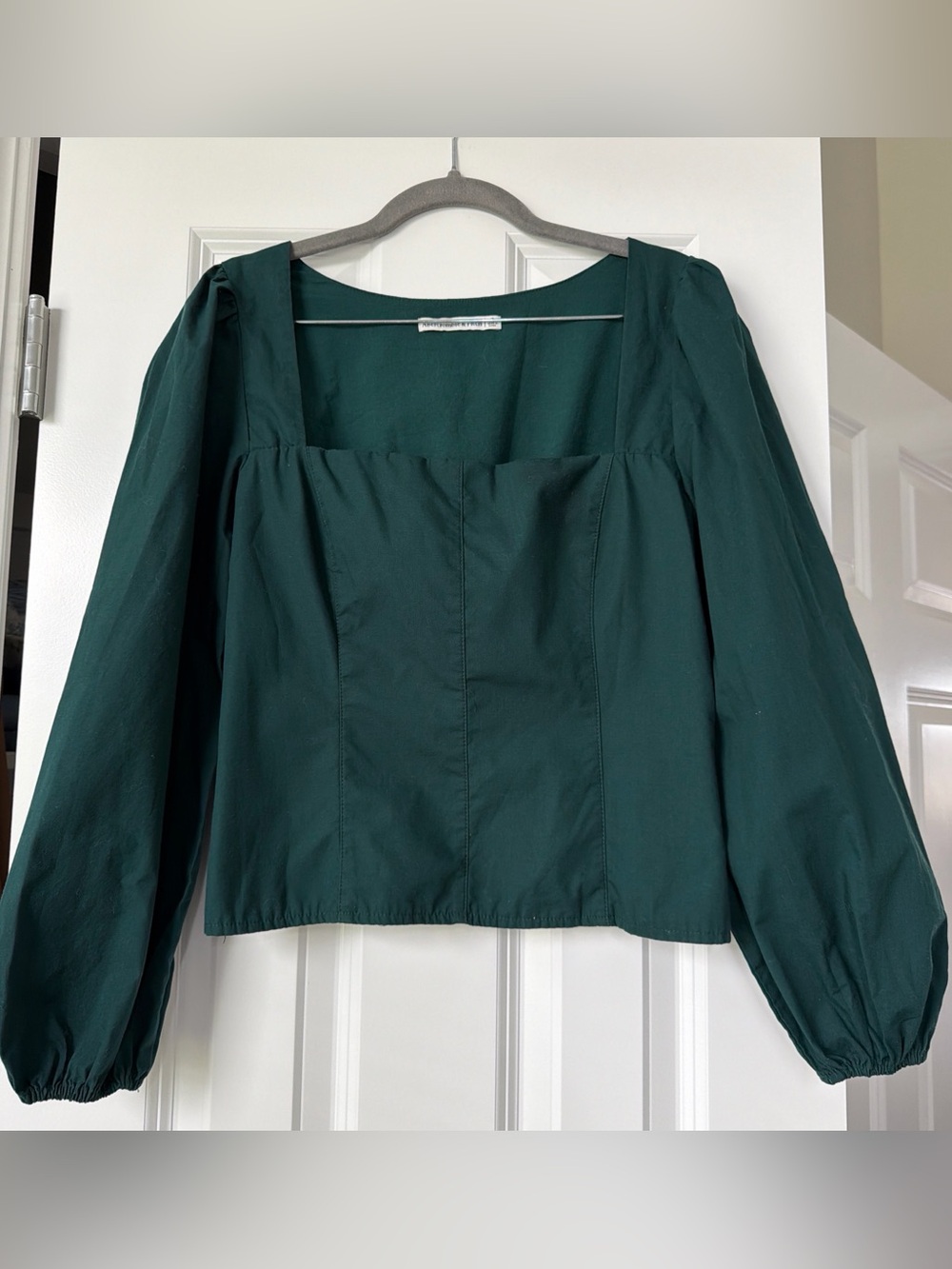 Abercrombie & Fitch Dark Teal Square-Neck Long Sleeve Top